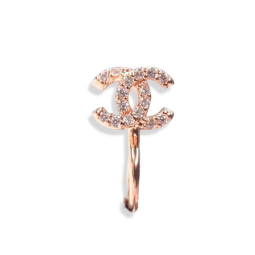 Rose Gold Double C Clip-On Nose Ring