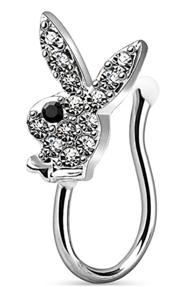 Silver Bunny Clip-on Nose Ring
